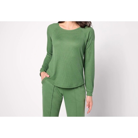 NWT New MUK LUKS Tall 3-Piece Quilted Shacket Lounge Set L Tall Sage Green Snaps - Picture 10 of 16